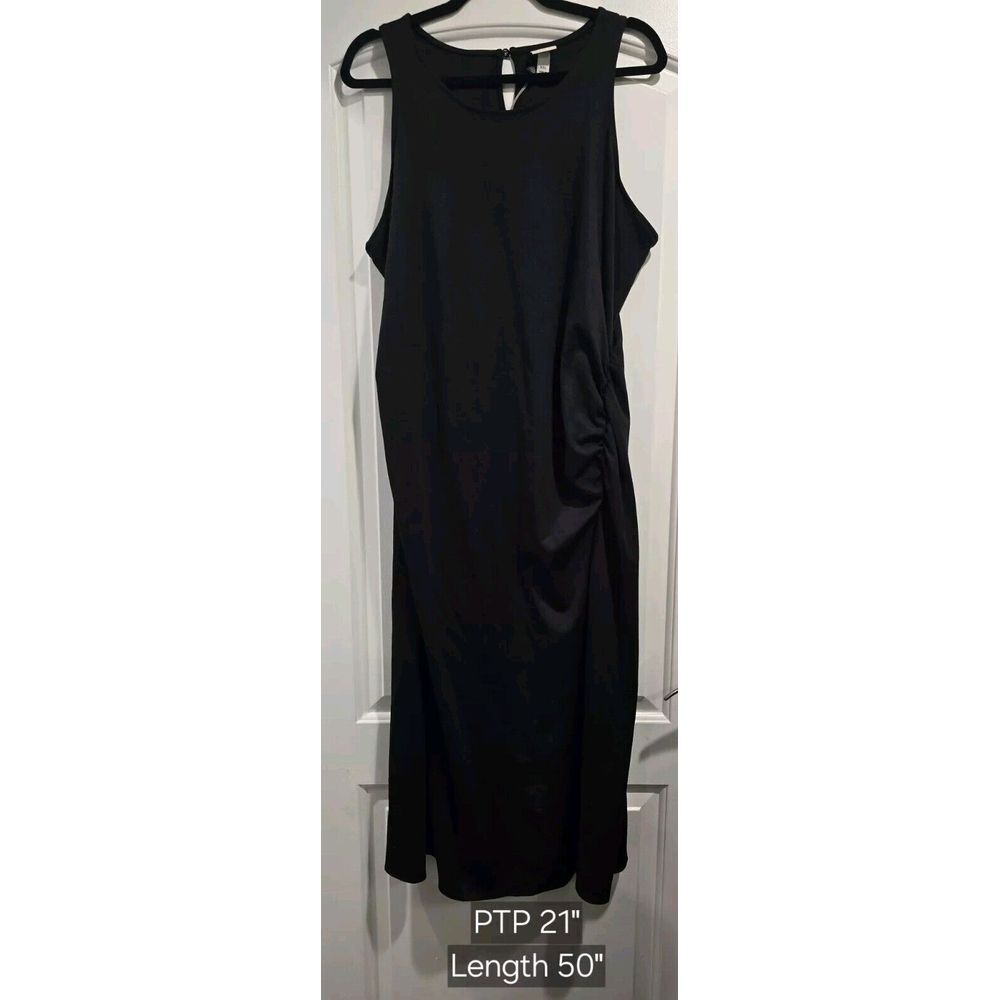 A New Day Women's Rib Knit Side Ruched Midi Dress - Black Size XXL NWT MSRP $35